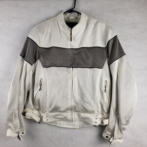 Power Trip Women's XL Insulated Mesh‎ Motorcycle Riding Jacket White Gray Retro